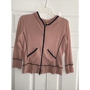 Petit Pois Viviana G Womens Medium Pink Full ZIp Jacket Hooded Y2k Mesh